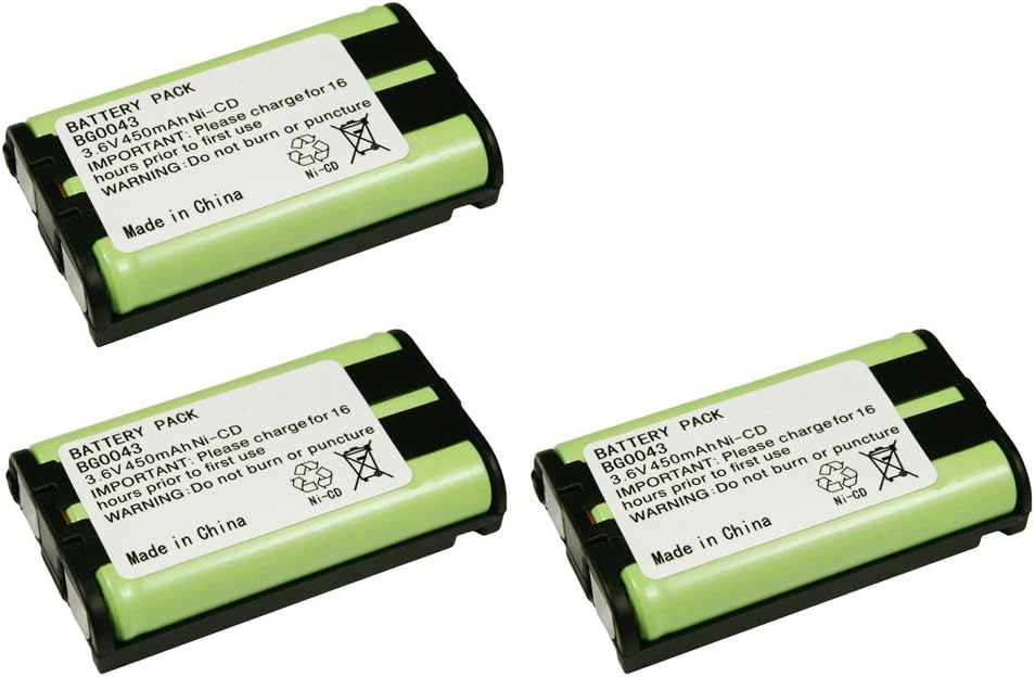 3 Pack Fenzer Replacement Cordless Phone Rechargeable Battery for Panasonic KX-TG5431W KX-TG5432M KX-TG5433M KX-TG5438F KX-TG5438S KX-TG5439S KX-TG5441 KX-TG5451S KX-TG5452M KX-TG5456S KX-TG5480S