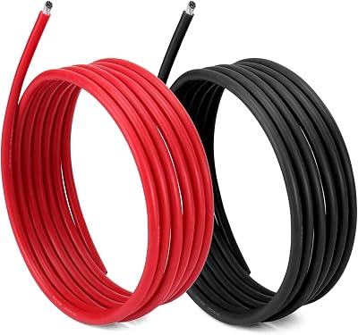 QWORK 8 AWG Silicone Wire 2x2.5m Red Black 1650 Strands Tinned Copper 600V 80A