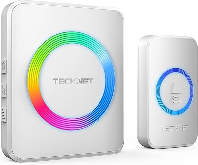 TECKNET Wireless Doorbell IP65 Waterproof 400m 60 Chimes 5 Levels RGB Light