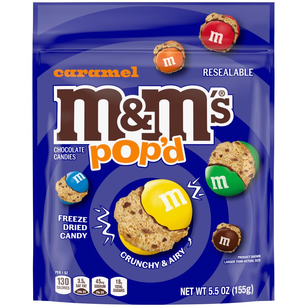 Photo 1 of ++3 PACK++M&M'S Pop'd Caramel Chocolate Crunchy Freeze-Dried Candy 5.5 Oz Resealable Bag