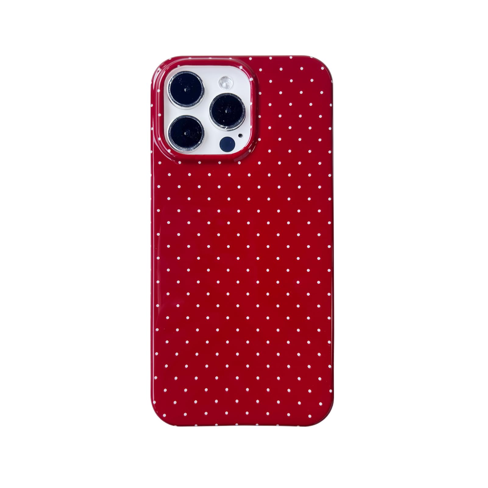Vintage Red Polka Dot Phone Case for iPhone 15 Pro,Cute Retro Chic Trendy Boho Pattern Slim Soft Protective Girls Women Cover(Red White,i15Pro 6.1in)