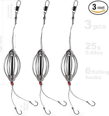 Amazon Com 3pcs Carp Steel Fishing Feeder 0 88oz Fishing Hook