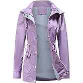 Gyozelem Womens Raincoat Windbreaker Waterproof Lightweight Lined Hooded Rain Jacket