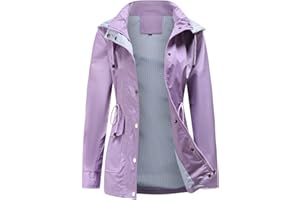 Gyozelem Womens Raincoat Windbreaker Waterproof Lightweight Lined Hooded Rain Jacket