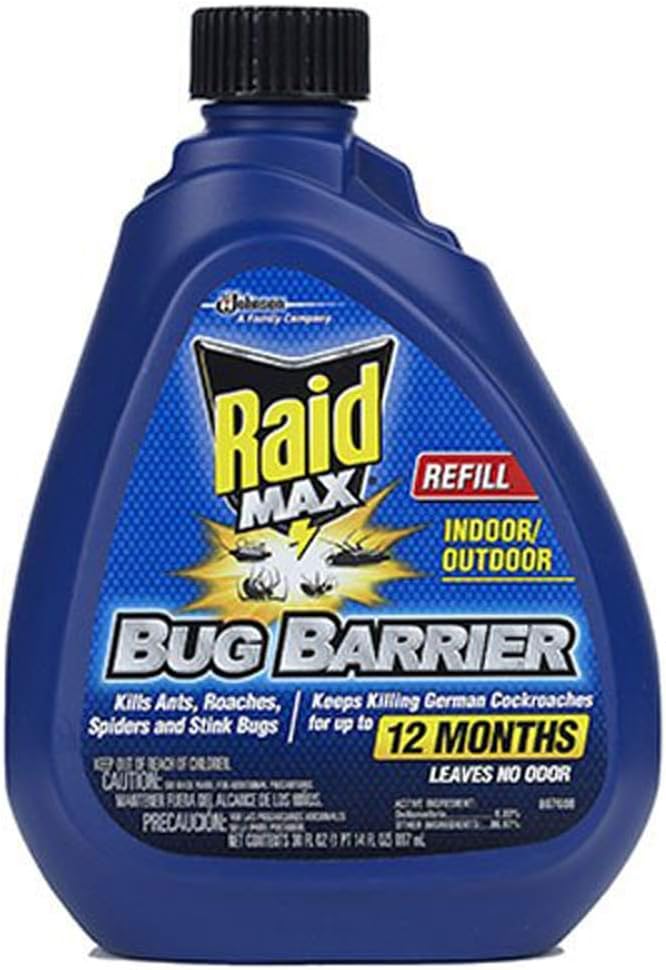 Bug Barrier Long Lasting Kills Roaches, Ants and Flies on Contact, Leaves NO Odor, Indoor Outdoor Refill