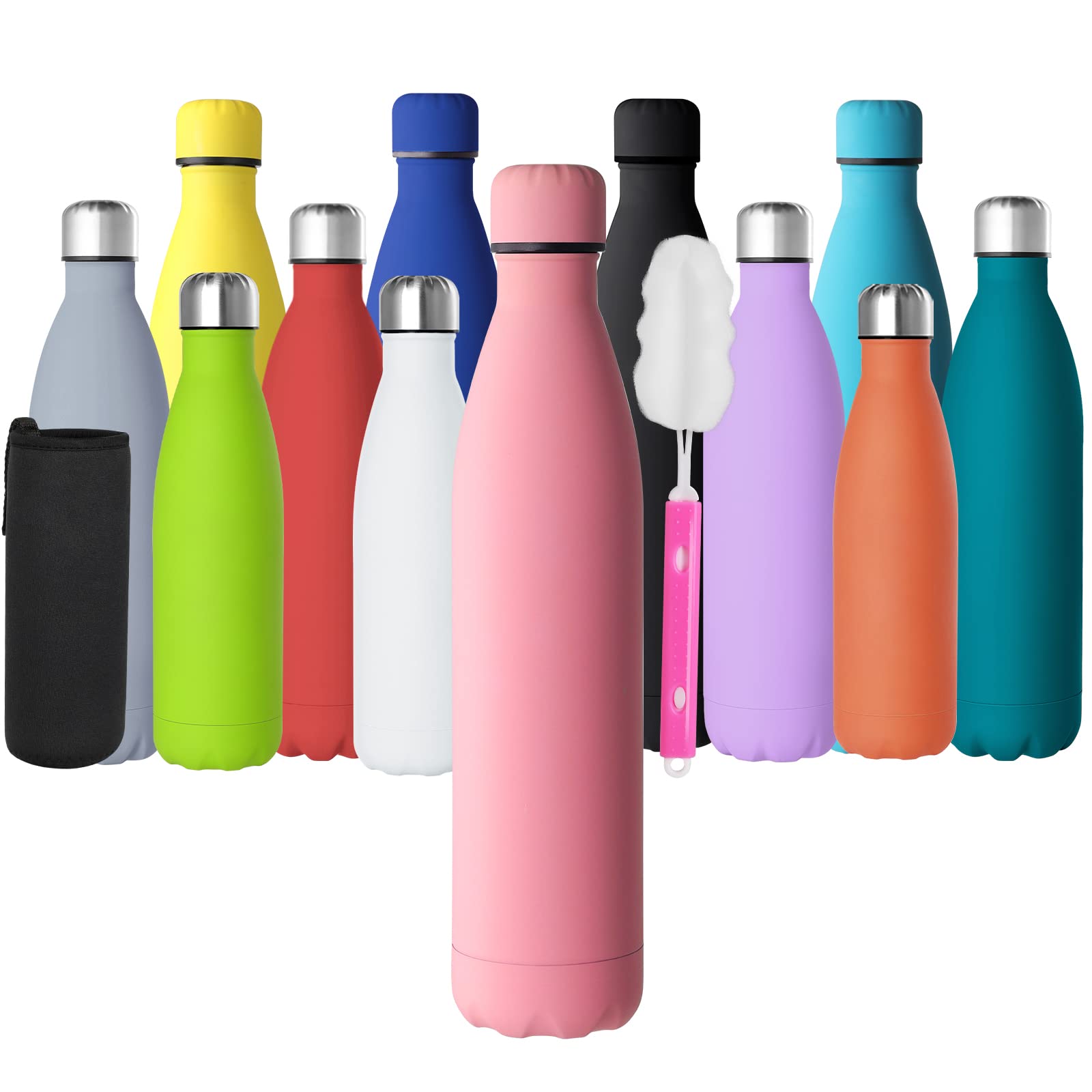 GeeRic Stainless Steel Water Bottle 1 Litre, Double-Walled Vacuum Insulated Metal Water Bottle 12 Hours Hot & 24 Hours Cold Drinks Cycling Bottles for Outdoor Sports Hiking Running 1000ml Pink