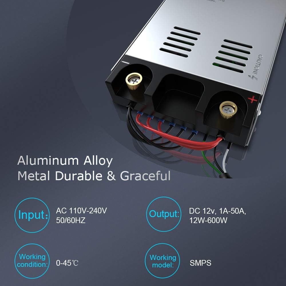 SMPS 110V AC to 12V DC Converter Power Supply Adapter Switch Transformer Max 50A 600W (New Version): Home Audio & Theater