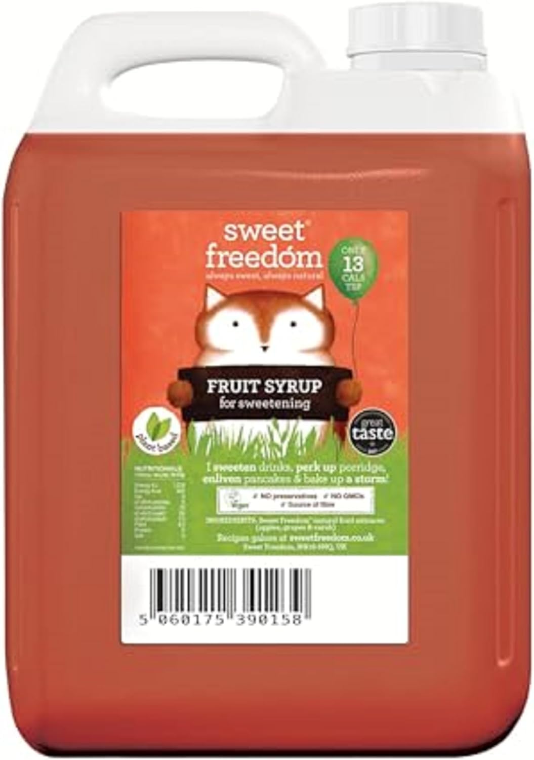 Sweet Freedom Fruit Syrup 7 kg – Vegan Sweetener for Coffee and Desserts, Naturally Sweetened with Fruits, Only 13 Kcal Per Teaspoon (Pack of 1)