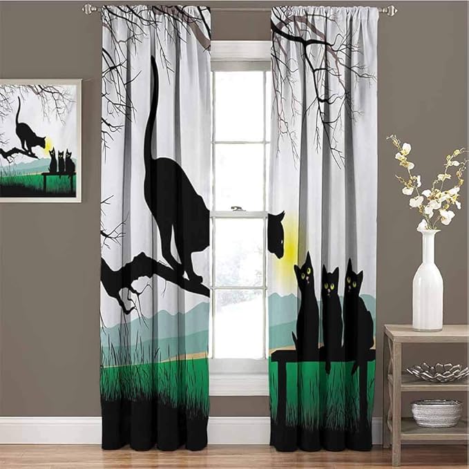 Cat for Bedroom Blackout Curtains Mother Cat on Tree Branch and Baby Kittens in Park Best