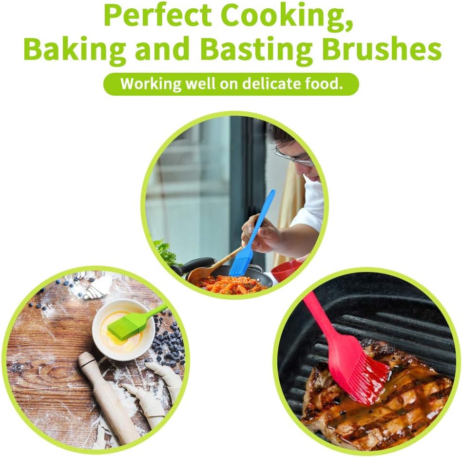 Topsome Silicone Basting Brush, Pastry Brush Heat Resistant BPA Free, BBQ Grill Barbeque & Kitchen Baking Set Oil Brushes for Cooking Soft Bristles Long Handle with Spatula (5 Pack) : Garden & Outdoor