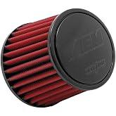 AEM 21-203DK Universal DryFlow Clamp-On Air Filter: Round Tapered; 3 in (76 mm) Flange ID; 5.125 in (130 mm) Height; 6 in (152 mm) Base; 5.125 in (130 mm) Top, Red