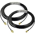 BINGFU WiFi Antenna Extension Cable 2-Pack RP-SMA Male to RP-SMA Female Bulkhead Mount RG174 Cable 20 feet for WiFi Router Security IP Camera Wireless Network Card Adapter