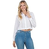 Mojito Women's Stylish Cropped Guayabera Shirt with Cutout Trim