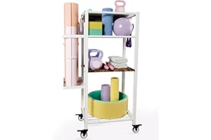 Ardier Yoga Mat Storage Rack with Wheels, 3 Tier Home Gym Workout Equipment Organizer for Dumbbells, Kettlebells, Foam Rollers