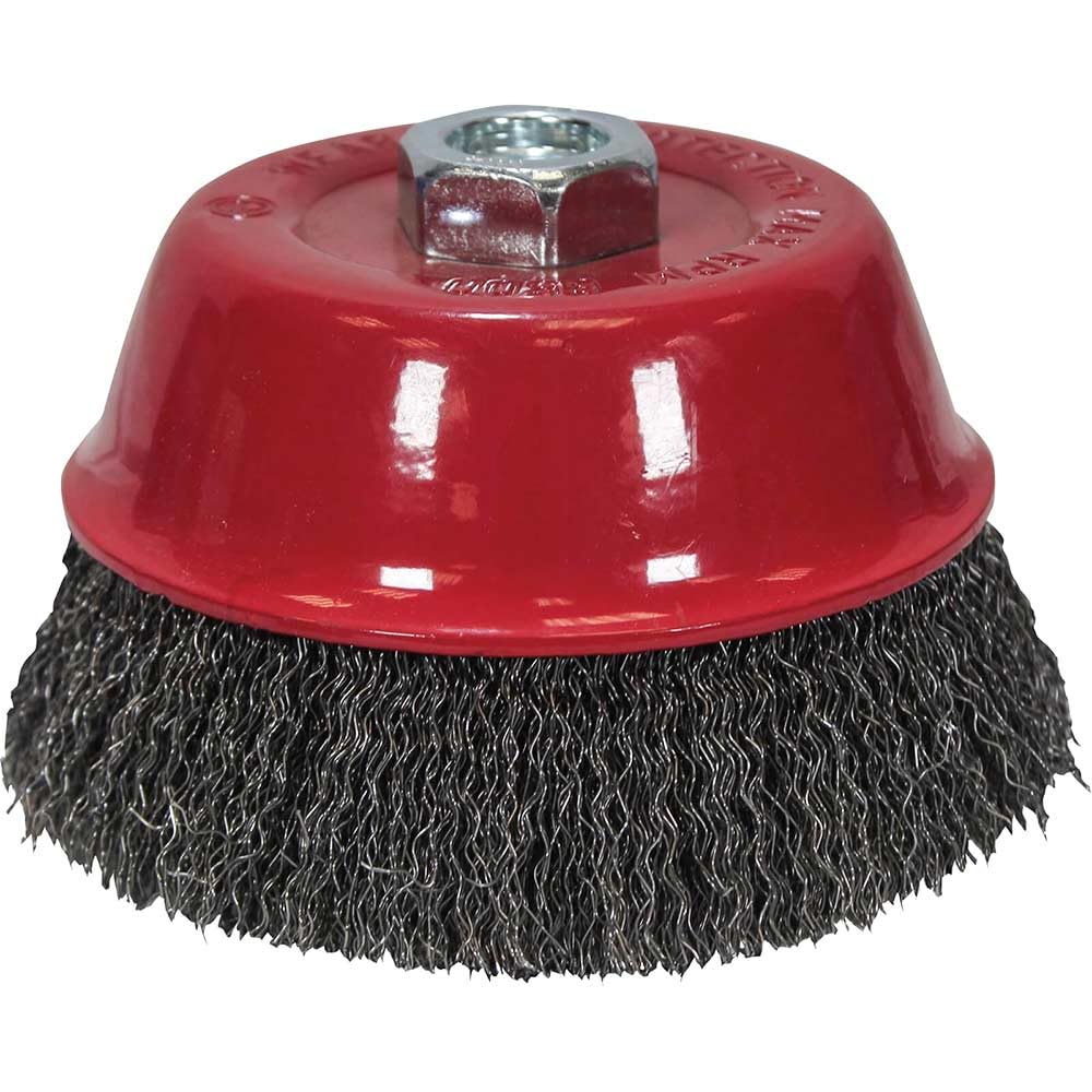 Faithfull Crimped Wire Cup Brush 100 x M14 x 2 0.30mm Metal Cleaning Angle Grinder Attachment