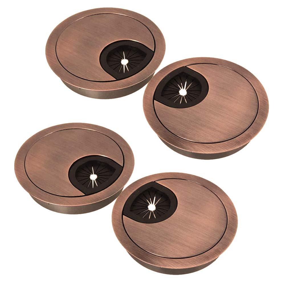 Mesee 4 Pieces Desk Grommet Kit, 50mm Metal Cable Grommet Cap Table Grommets Desk Surface Wire Cord Round Hole Cover for Home & Office Computer Desktop