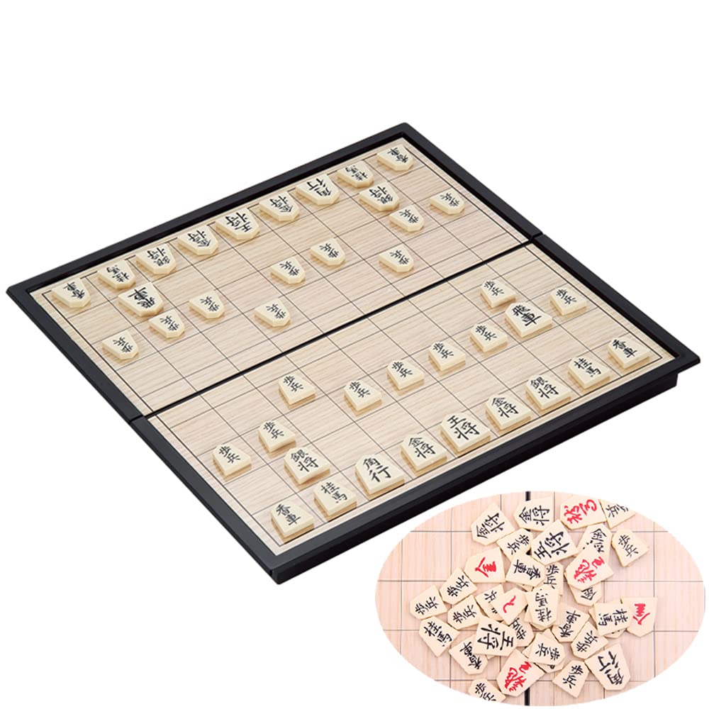 KOKOSUN Shogi Japanese Chess Magnetic Travel Game Set-9.8-Inches, Portable Folding Board Game, Educational Toys/Gift for Kids and Adults (Right Angled Design)