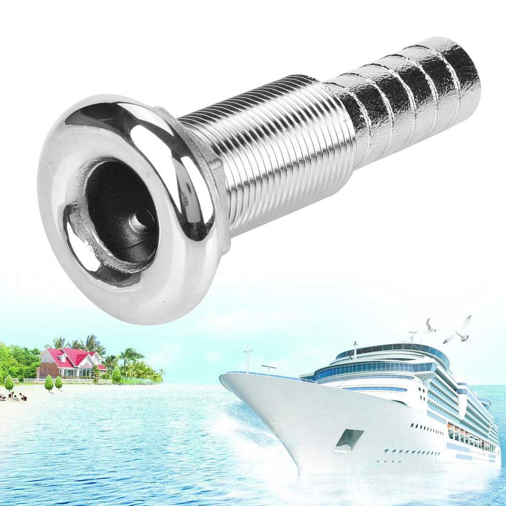 Ymiko Stainless Steel 3/4" Thru Hull Fittings For Boats Water Marine Barbed Straight Thru-Hull Fitting Hose Barb Marine Barbed Hose Thru Drain