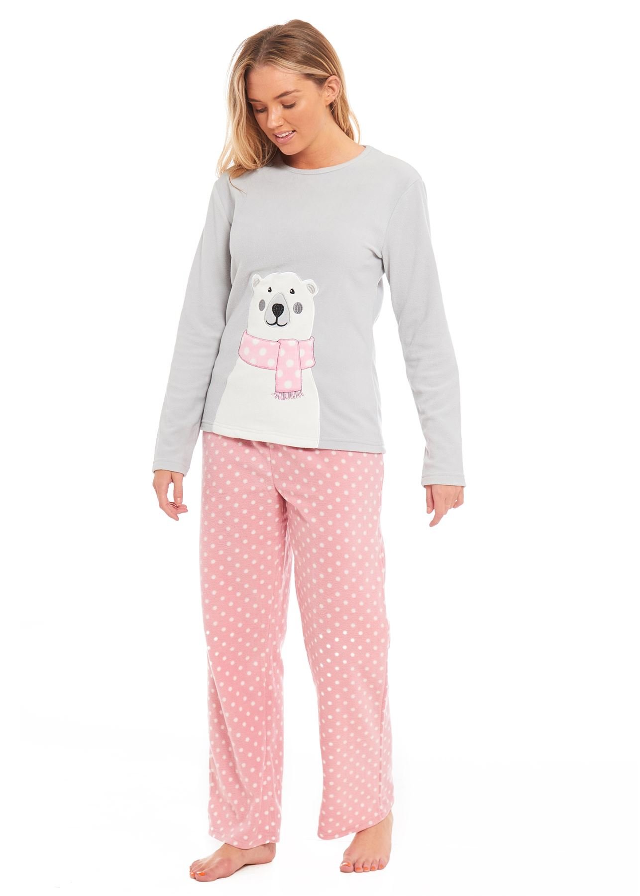 Daisy Dreamer Ladies Polar Bear Fleece Pyjamas Twosie Warm Winter