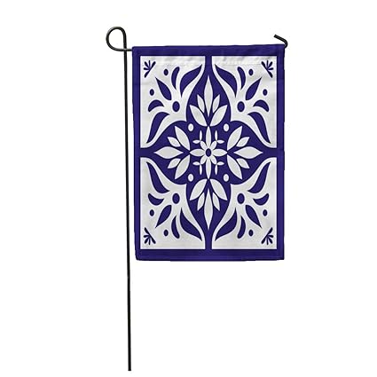 Amazoncom Semtomn 12x 18 Garden Flag Blue White Tile