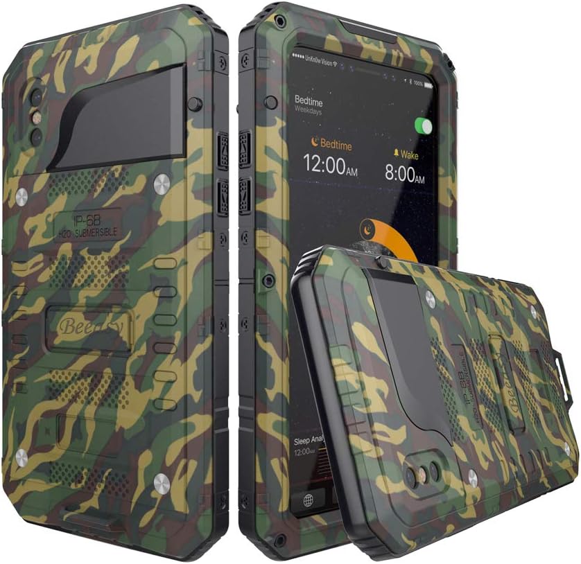 Beeasy Funda Antigolpes iPhone X, [Impermeable] Carcasa Resistente Waterproof Reforzada Metálica Grado Militar con Protector de Pantalla Incorporada a Prueba de Polvos Case para iPhone 10,Camuflaje: Amazon.es: Electrónica