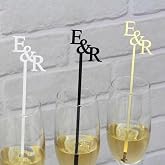 Personalized Drink Stirrers, Wedding Cocktail Sticks,Custom Drink Agitators,Glass Wine Charms, Swizzle Decorations (100Psc)