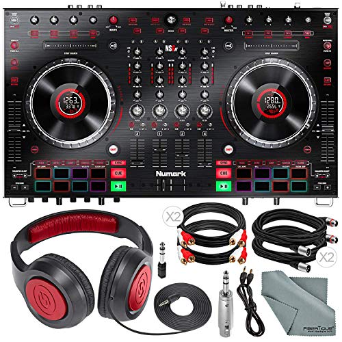 Numark NS6II USB DJ Controller with Headphones Accessory Bundle