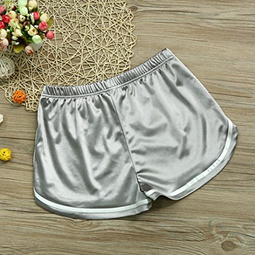Women Summer Sports Shorts Daoroka Sexy High Waist Elastic Yoga Running Casual New Fashion Pocket Hot Pants (M, Silver)