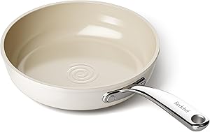 Redchef Bratpfanne 20 cm Keramik Antihaft, Pfannen 20 cm Keramik-beschichtet für alle Herdarten, PTFE-frei PFAS-frei PFOA-frei, Induktionsgeeignet, Backofenfest, Spülmaschinenfest (Beige)
