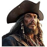 L'VOW Adult Pirate Hat Colonial Tricon Hat for Women Men Halloween Costume Accessory