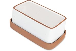MORA CERAMICS HIT PAUSE Mora Ceramic Two-in-One Butter Dish with Lid, Covered Butter Crock Container to Leave on Countertop - Large Storage Keeper/Holder for Kitchen, Gifts for Her, Butter Tray For Counter - Vanilla White