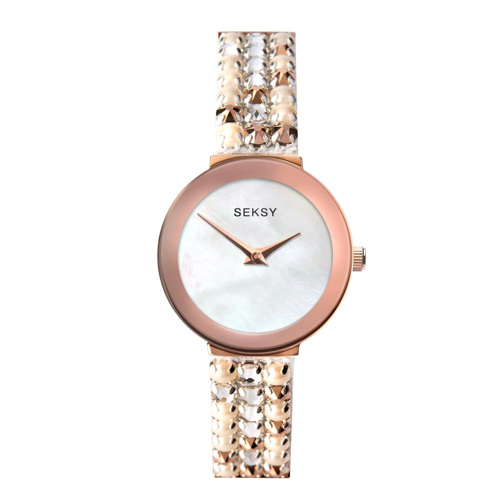 Sekonda Seksy Classic Quartz Mother of Pearl Dial Rose Gold IP Brass Bracelet Ladies Watch 2950