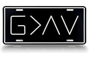 Autobase Black Metal Decorative Front License Plate (6" x 12") | Embossed G>^V - God is Greater Than The Highs and Lows | Vanity Car Tag for The Front of Vehicles