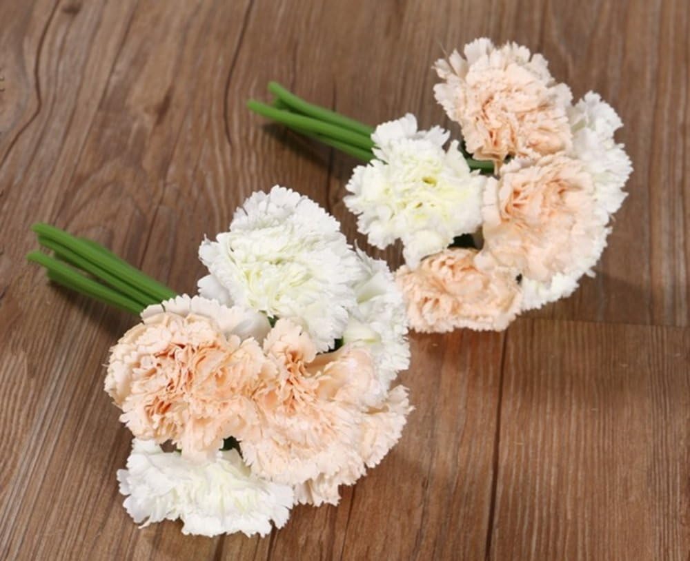 Amazon Com Nument Silk Artificial Carnation Flowers Real Touch Flowers 2 Bouquets For Wedding Bridal Bridesmaid Home Decoration White Champagne Furniture Decor