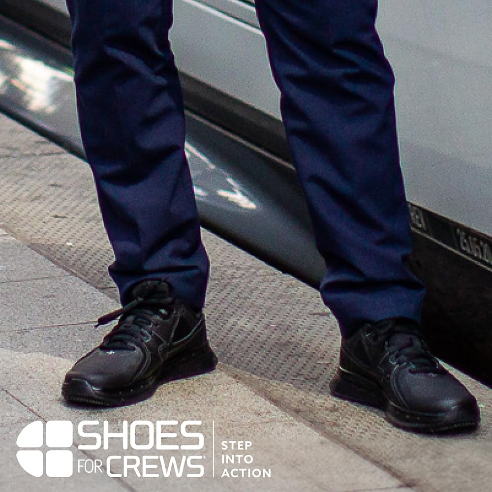 Shoes For Crews Unisex rutschhemmende Arbeitssneaker – Bequem, weiches Leder, Spritzschutz, OB E SRC, ideal für Gastronomie und Küchen für Kellner und Koch, Sicherheitsdienst, Einzelhandel – Condor II