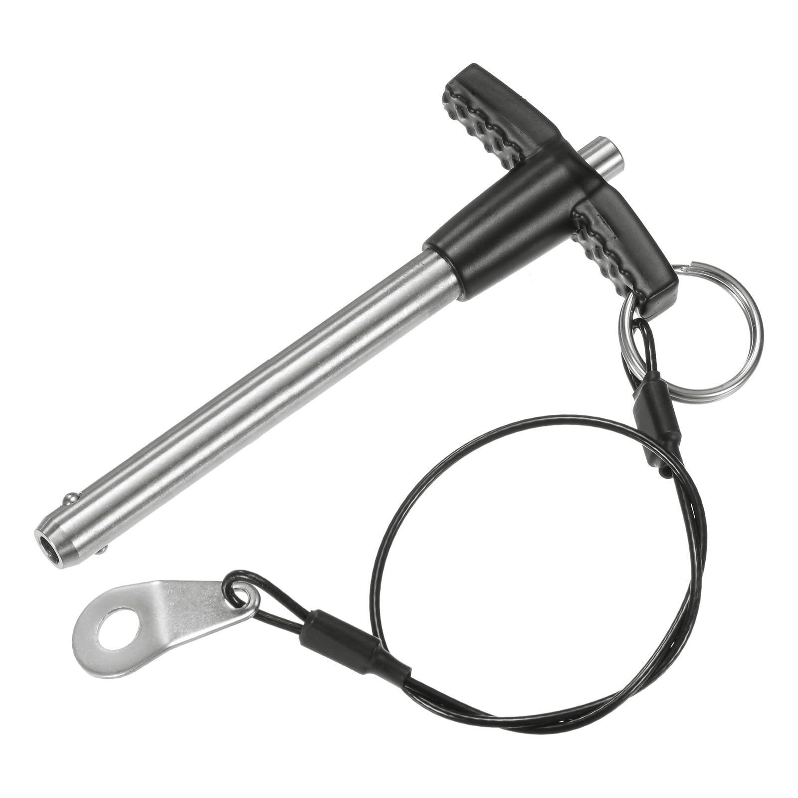 M METERXITY T Handle Lock Pin, 5/16" [8mm] Dia., 2-3/8 [60mm] Usage Length Push-Button Quick Release Locking Pins W Lanyard Cable for Speaker/Aviation/Gym/Machine [304 Stainless Steel]