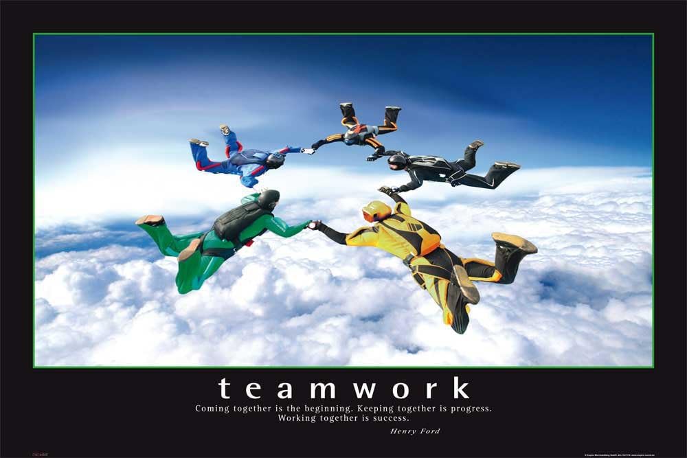 Motivational Poster Teamwork Skydivers + ÜPoster Amazon.co.uk