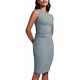CRZ YOGA Womens Butterluxe Summer Sleeveless Midi Dresses Casual Work Cocktail Party Ruched Pencil Bodycon