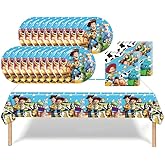 DXRZYS 41 pcs Themed Party Supplies, 20 Plates, 20 Napkins and 1 Tablecloth, Birthday Party Decorations for Boys and Girls