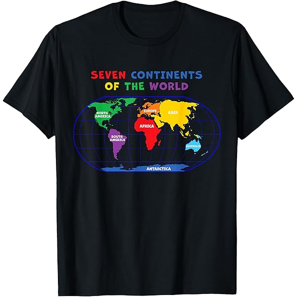 Amazon.com: World Map of All Seven Continents T-Shirt T-Shirt