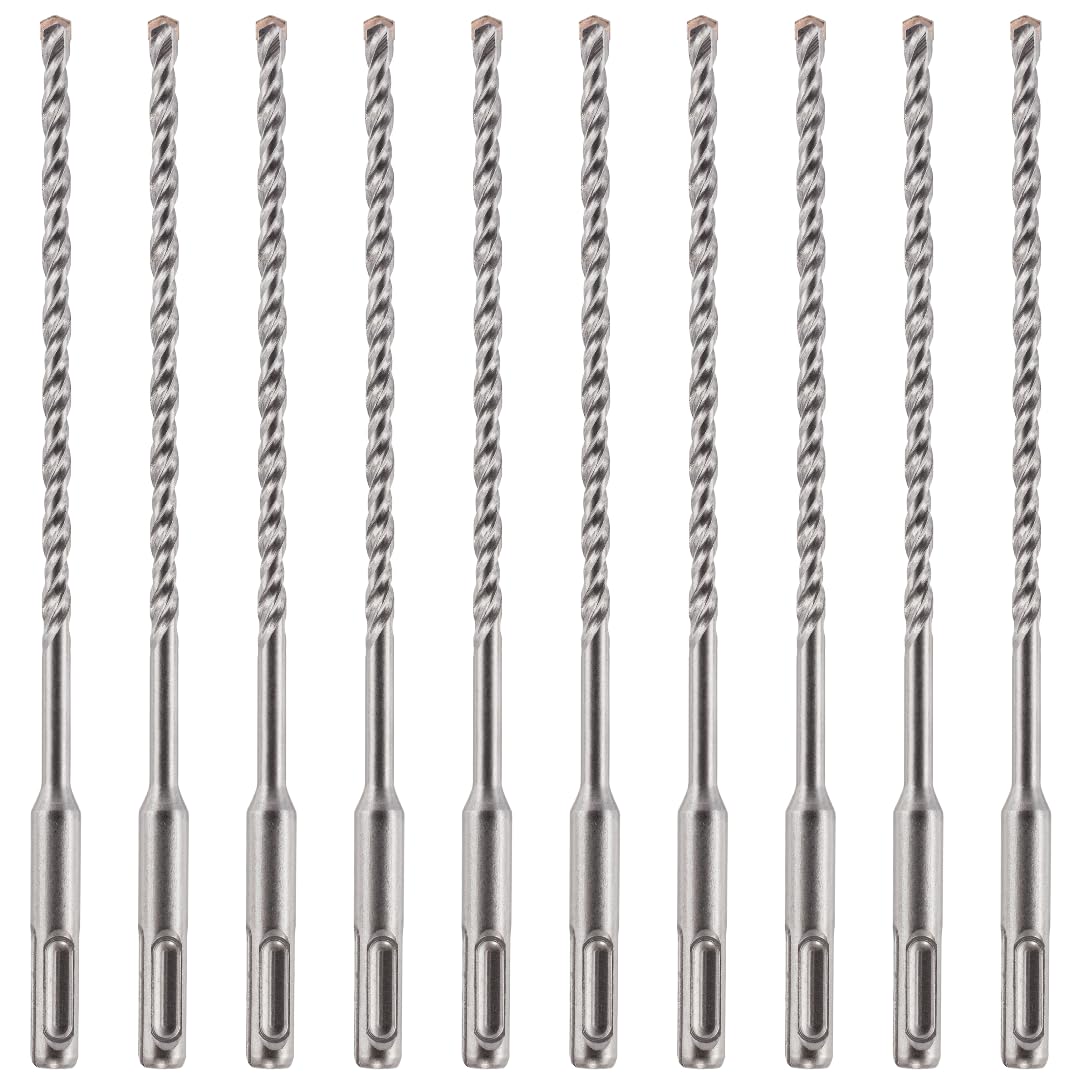 10 Pack Of - 7mm x 210mm Long SDS Plus Hammer Drill Bits, Professional Tungsten Carbide Tipped Masonry Drill Bit For Brick, Concrete, Stone, Granite. 7mm SDS Drill Bit
