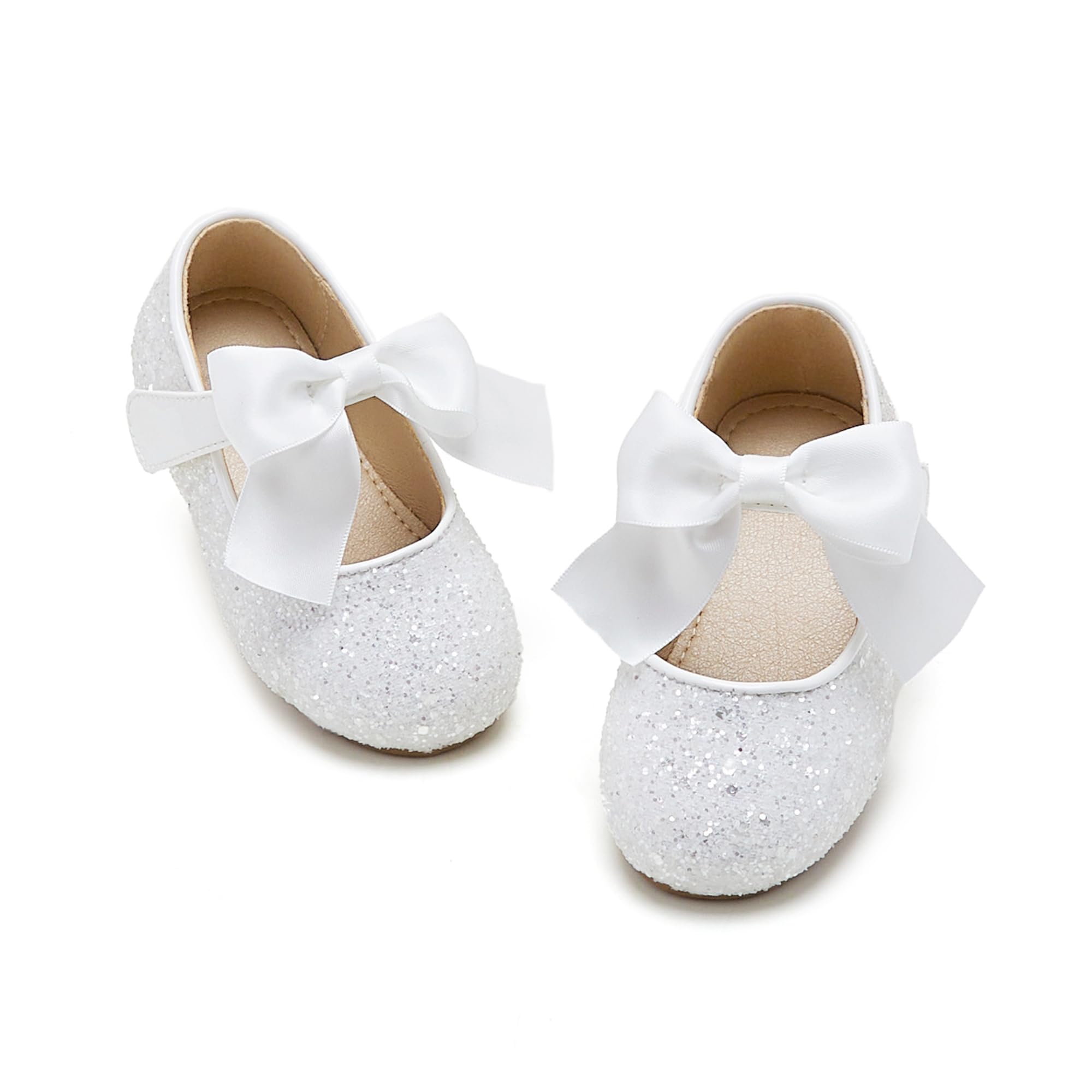 Otter MOMO Toddler/Little Girls Mary Jane Ballerina Flats Shoes Slip-on School Party Dress White Shoes Size 11 Image
