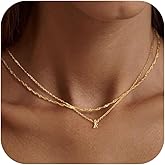 Fglqfam Initial Necklace for Women, Personalized A–Z Tiny Letter Pendant, 14K Gold Plated Name Choker, Cute Stackable Necklaces, Dainty Layered Jewelry Valentines Day Gift for Her
