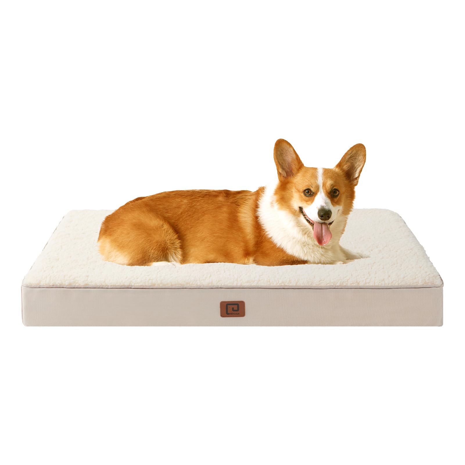 EHEYCIGA Orthopedic Dog Beds Large Mattress with Removable Washable Cover for Crate, Camel, 89x58x9cm — image 1