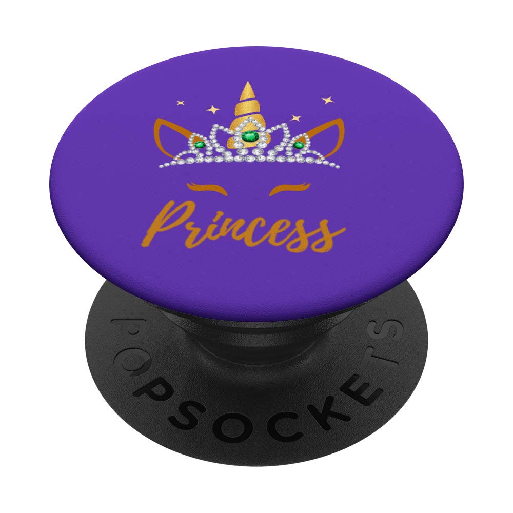 Unicorn Princess Shirt Gift For Girls Women Tiara Diadem Fun PopSockets PopGrip: Swappable Grip for Phones & Tablets