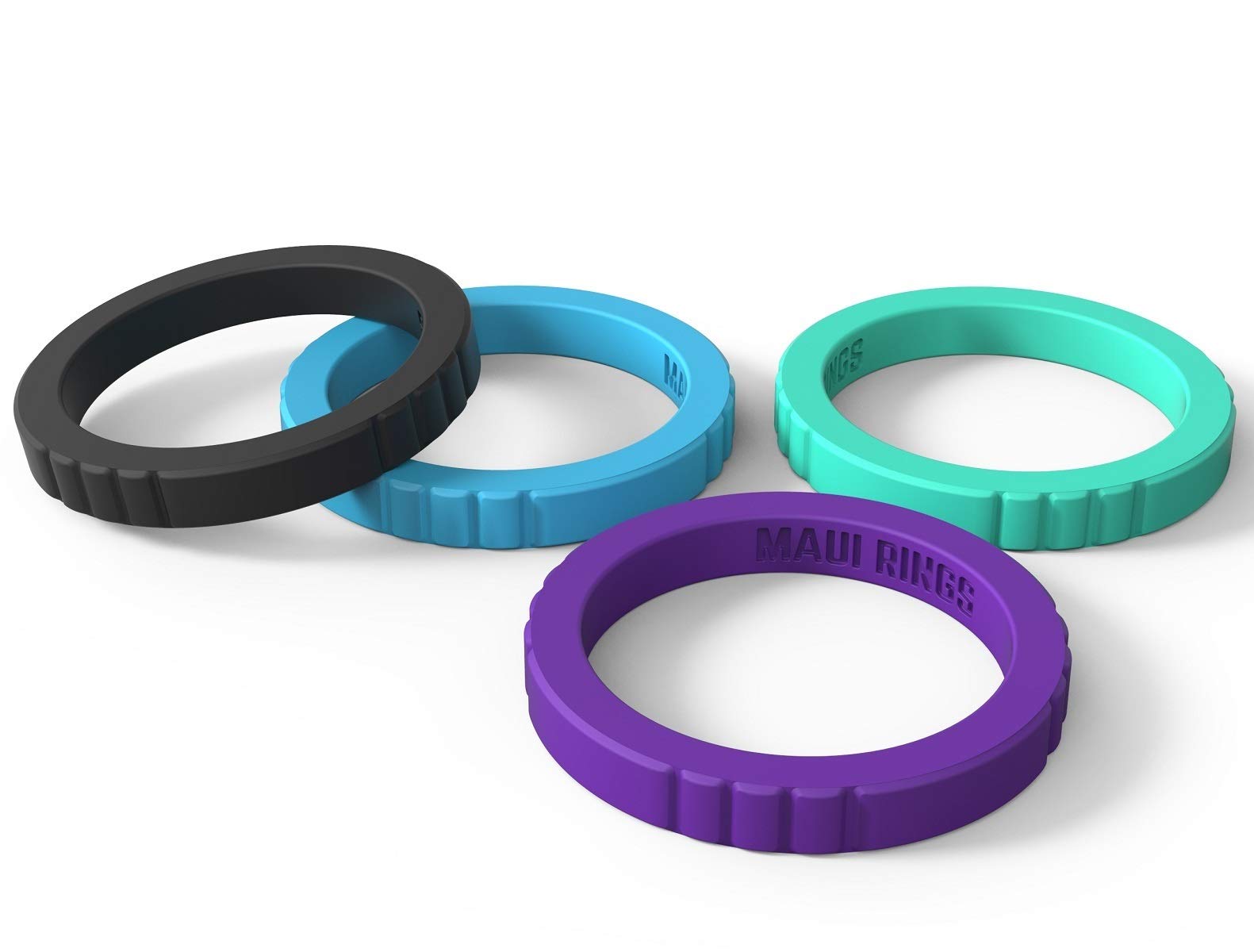 MAUI RINGS ELEGANT Silicone Engagement Rings for Women Stackable Rings Silicone Wedding Ring for Women Silicone Bands Silicone Ring Wedding Band Womens Rings Stacking Rings (COMBO 3, 7)
