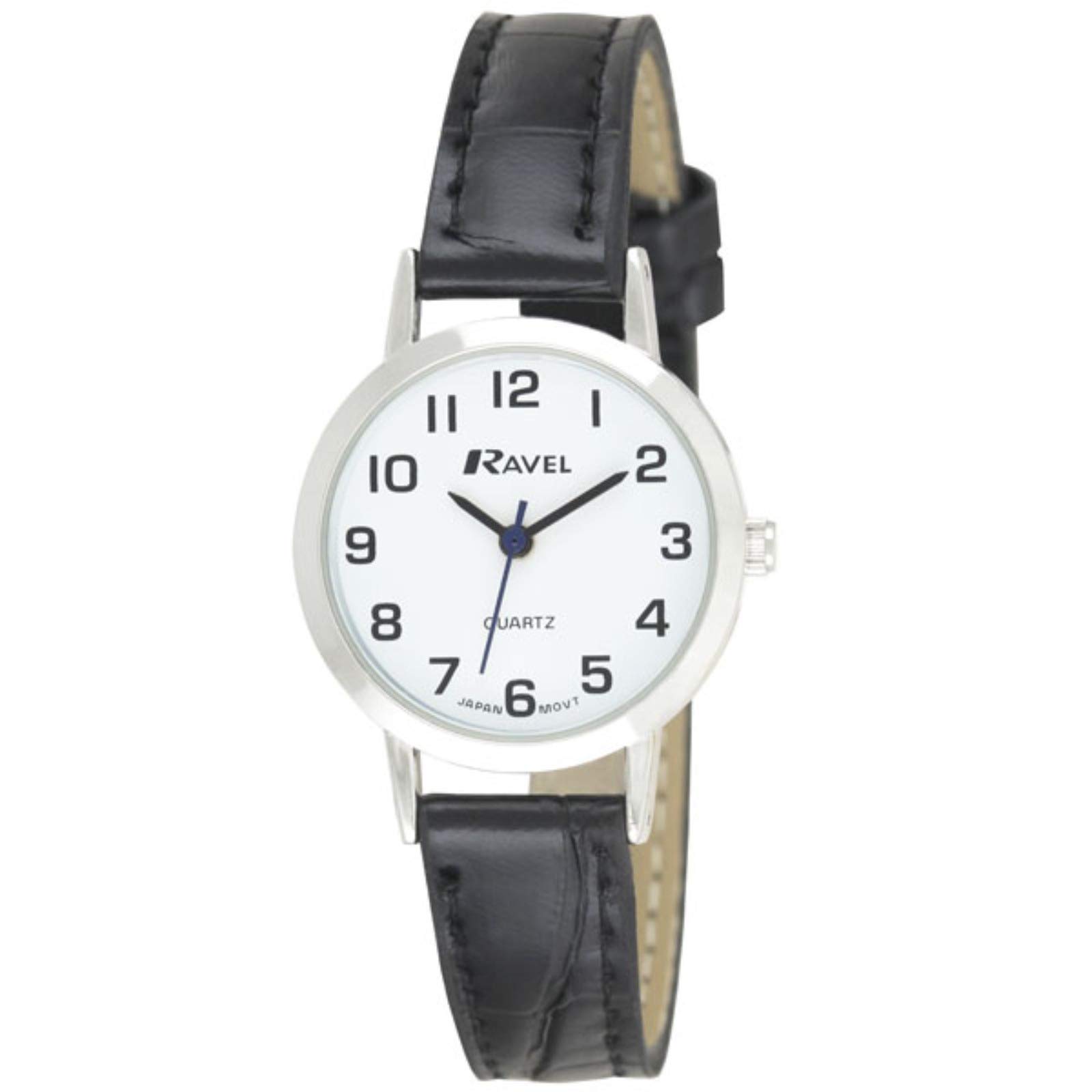 Ravel - Womens Traditional Watch with Clear Numeral Dial - Silver Tone/Black — image 1