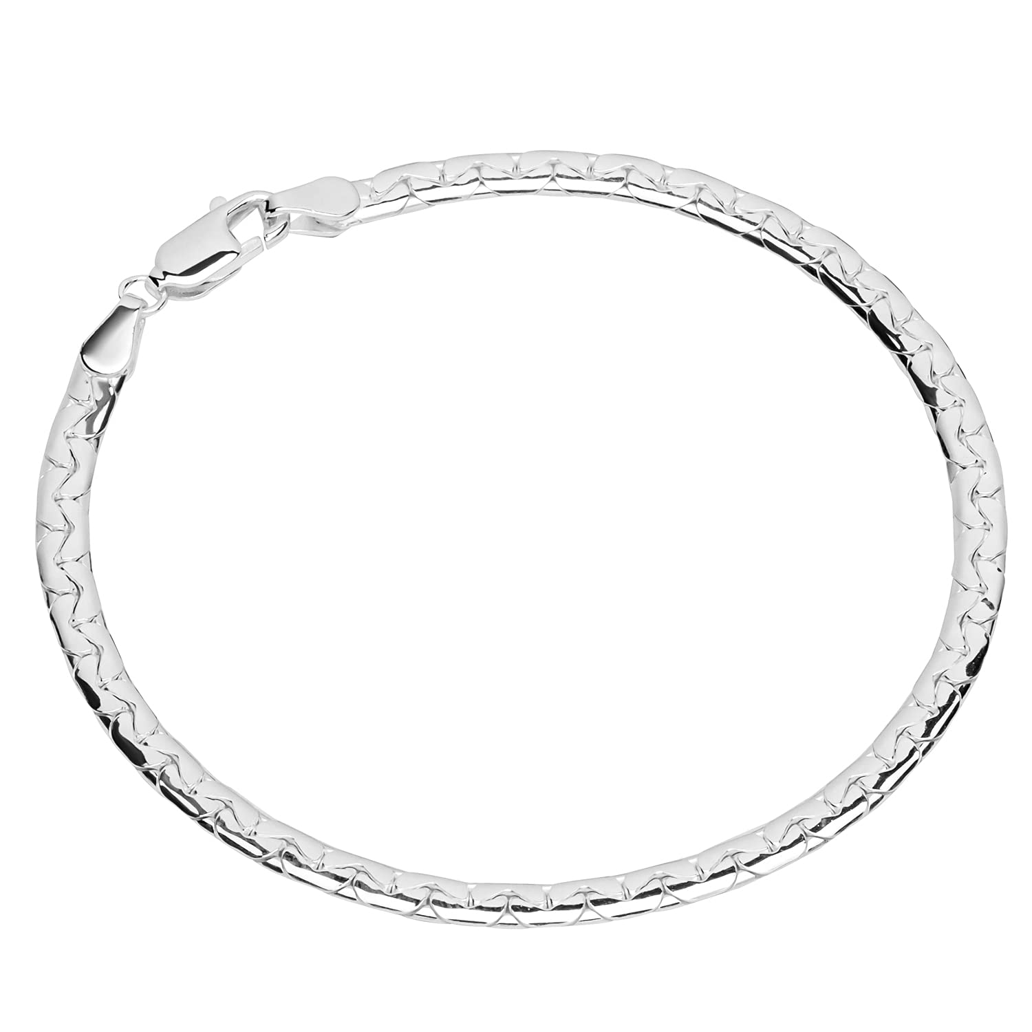 NKlaus bracelet 925 sterling silver 19cm anchor chain oval pressed ladies bracelet exquisite 12370