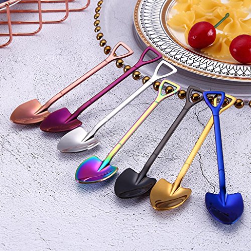 Clearance Sale!DEESEE(TM)Colorful Spoon Handle Small Soil Shovel Spoons Flatware Ice Cream Drinking Tools Kitchen Gadget (Blue) - Thumbnail 2