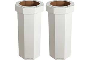 happimess HPM1300F-SET2 Fleur 25-Gallon Traditional Classic Disposable Corrugated Cardboard Event Trash Can and Recycling Bin for Home, Kitchen, Laundry Room, Bathroom, Limestone Beige (Set of 2)